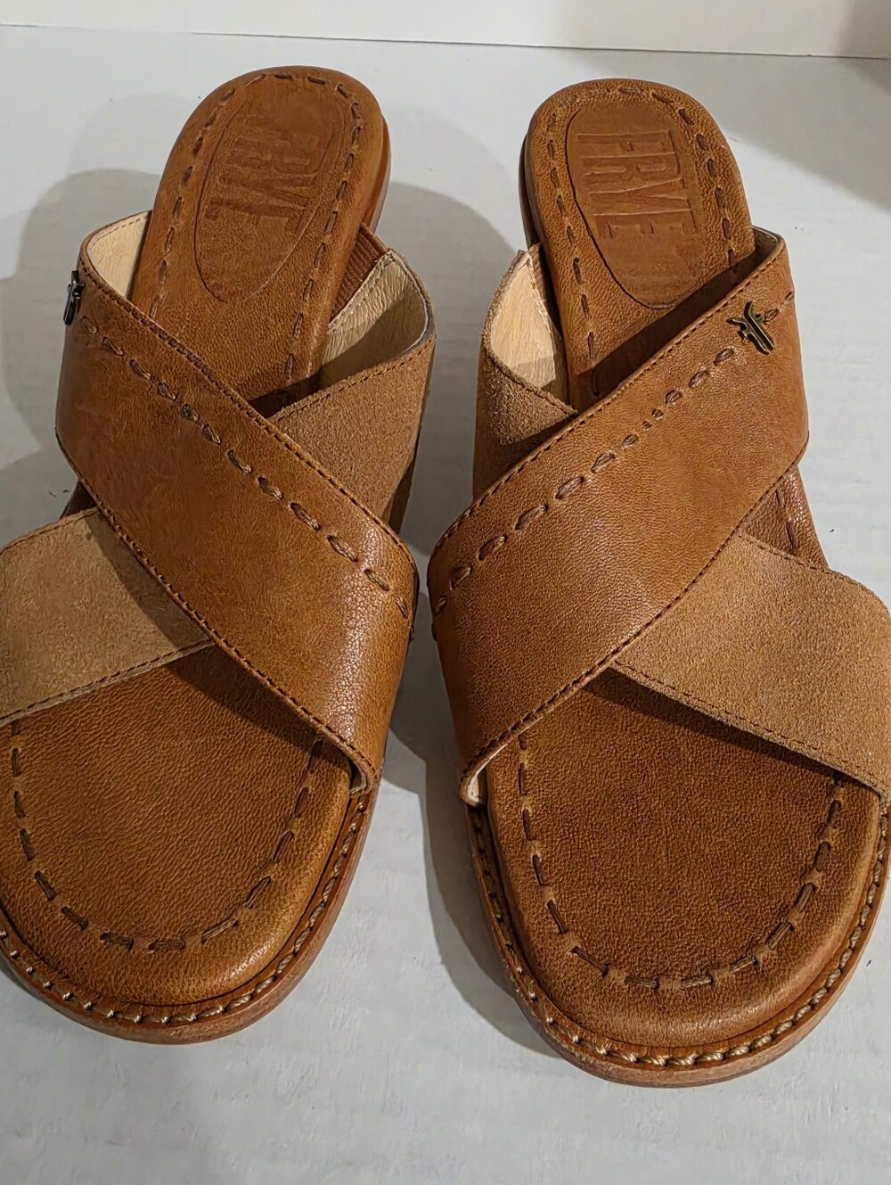 Frye Estelle Criss Cross Heeled Mule Sandal
